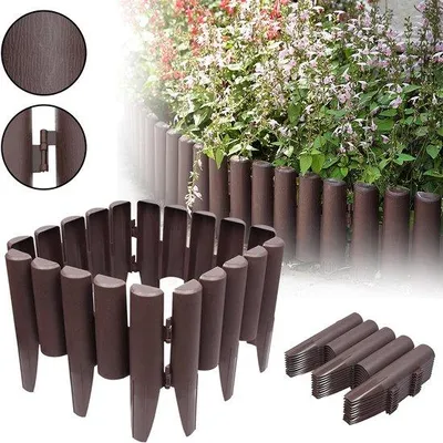 Productafbeelding van Kunststof Gazonrand Houtlook - Weerbestendige Perkrand voor Tuin en Bloembedden