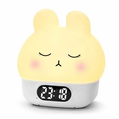 Produktbild von Kinderwecker digital, Nachtlicht Hase mit 7 Farben & stufenloser Dimmung, Temperaturanzeige, 2 Weckzeiten, Schlummerfunktion, USB-C