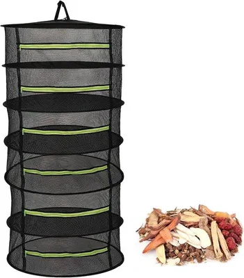 Produktbild von Trockenetz für Kräuter - 6-Lagiges Kräutertrockenetz - Klammertrockenetz mit Reißverschluss - Falbares Klammertrockenetz für Pflanzen - Gewürze - Gemüse (6 Schichten)