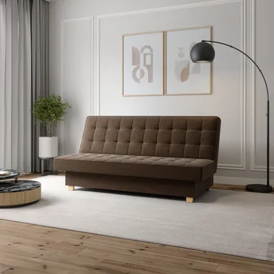 Produktbild von Sofa mit Schlaffunktion und Bettkasten Couch für Wohnzimmer Schlafsofa Federkern Couch Polstermöbel  Sitzmöbel Wohnzimmermöbel 2-Sitzer-Sofa Stoffsofa - Schlafsofa Belfi - Hellbraun (Twist 06)