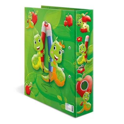 Produktbild von HERMA Motiv-Ordner A4 Fritz der Wurm, A4, Halteöse, Karton, Mehrfarbig, 7 cm, Leiter