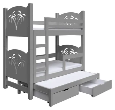 Produktbild von Masseno Etagenbett LEONE 80x180 cm mit Schublade, Rausfallschutz, Kinderbett mit Leiter für Mädchen und Jungs, Stockbett, Grau