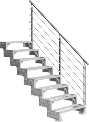 Produktbild von Aussentreppe Pertura Tallis mit Geländer 8 Steigungen Einlegestufen 100 cm Metall
