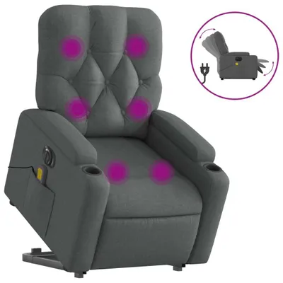 Produktbild von vidaXL Elektrischer Massagesessel mit Aufstehhilfe Dunkelgrau Stoff
