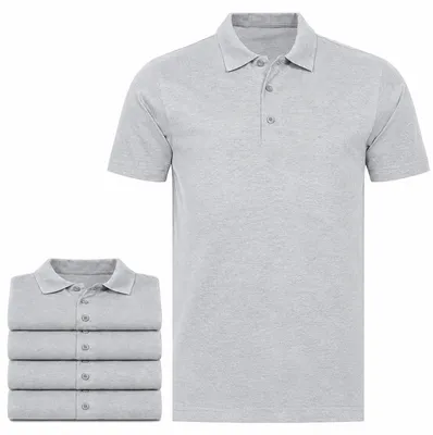 Produktbild von Mivaro Herren Poloshirt 5er Pack Grau meliert- Polo-Kragen mit 3-Knopf-Leiste, atmungsaktiv, 93% Baumwolle / 7% Viskose, Regular Fit, große Auswahl bis 5XL