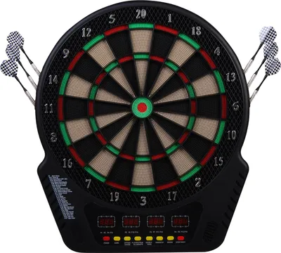 Produktbild von Elektronische Dartscheibe Dartboard Dart-set mit LED Anzeige mit automatischer Wertung Soundeffekte 6 Darts 24 Dartköpfe 27 Spiele und 243 Trefferoptionen für 16 Spieler 44 x 51,5 x 3,2 cm