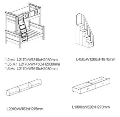 Produktbild von Etagenbett Hochbett Stockbett Kinderbett Jugendbett Holz weiß Doppelstockbett