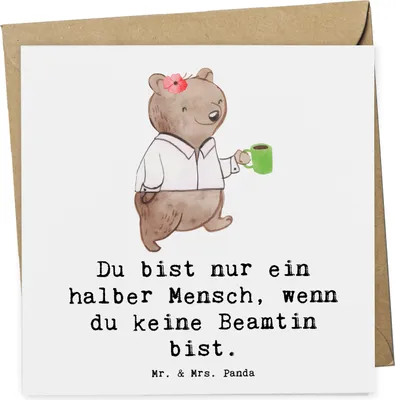 Produktbild von Mr. & Mrs. Panda Grußkarte Beamtin Herz - Weiß - Geschenk, faltkarte, Öffentlicher Dienst, Amt, Klappkarte, Beamtentum, Beamte, doppelkarte, Glückwunschkarte, anlasskarte