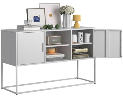 Zdjęcie produktu dla Komoda – Bufet i szafka do przechowywania z metalu w kolorze białym, o wymiarach 75x120x40 cm