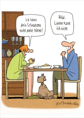 Produktbild von Cartoon-Postkarte Peter Butschkow "Ich kann Dein Schmatzen nicht mehr hören!"