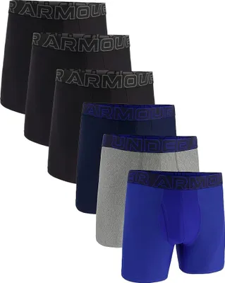 Produktbild von UNDER ARMOUR Herren Boxershorts, 6er Pack - Performance Tech Boxer Briefs Solid 6 in, Stretch, einfarbig Schwarz/Blau/Grau 3XL