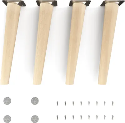 Produktbild von 4x sossai Holzfüße rund - schräge Ausführung 25cm Buche Naturbelassen