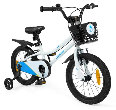Produktbild von COSTWAY 16 Zoll Kinderfahrrad mit Korb, höhenverstellbarem Sattel, Lenker, Klingel,  Schutzblech&Stützrädern, Fahrrad Kinderrad für 3-7 Jungen&Mädchen
