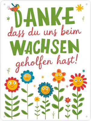 Produktbild von Danke dass du uns beim Wachsen geholfen hast! Metallschild XXL in 28x38 cm für