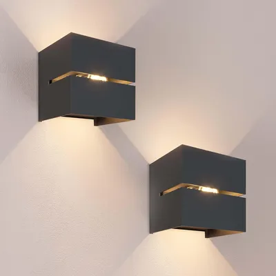 Produktbild von Ledvion 2er Set LED Wandlampe Schwarz 3W Up Down IP54