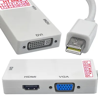 Produktbild von Mini DisplayPort DP Kabel auf DVI VGA HDMI Adapter kompatibel mit MacBook, iMac