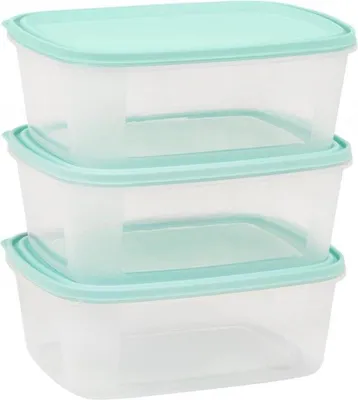 Image de Lot de trois récipients alimentaires empilables, hermétiques et sans BPA, d'une contenance de 2 litres