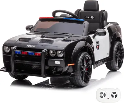 Produktbild von Dodge Charger SRT Polizei Kinder Elektroauto 12V (1–6 Jahre) – Offiziell lizenziert, mit Fernbedienung, EVA-Reifen, LED & Ledersitz – Kinder Elektrofahrzeug – Schwarz