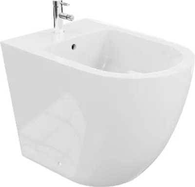 Produktbild von LAVITA Universal Stehbidet Sofi mit Hahnloch und Überlaufschutz aus Keramik | Sitzwaschbecken zur Montage an der Fußboden | Hygienisch und Pflegeleicht | 37x56,5x41 cm |