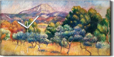 Produktbild von Küchenuhr Bürouhr Leinwand Uhr 60x30 Malerei Wald Bäume Berg Landschaft Kunst - weiße Hände