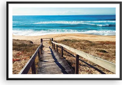 Produktbild von Gerahmtes Poster - Schwarzer Rahmen - Meer Strand Eintritt - 91,5x61 cm - Wand Bild - Wanddeko - Wandbilder - Kunstposter - Wandposter - Bilderrahmen - Bilder - Kunstdruck - Wandbild - P2BAA91x61-4359