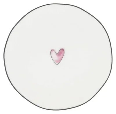 Produktbild von Dessertteller Watercolour HEART Herz D. 13cm weiß rosa Bastion Collections