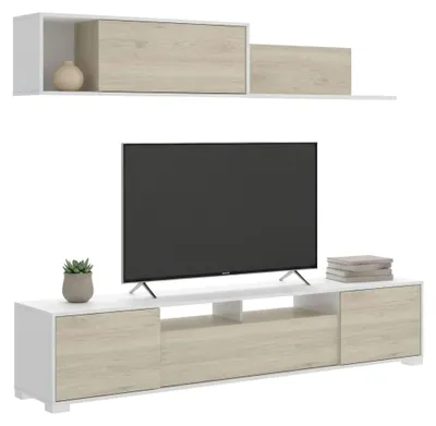 Produktbild von Wohnwand Gruf,  200x41h180 cm,  Eiche und Weiß