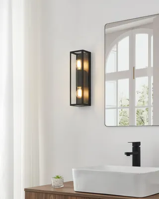 Image de Eglo Außenleuchte Wandlampe Amezola Schwarz Glas klar IP44 max. 2 x 60W E27
