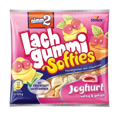 Verpackungsbild nimm2 Lachgummi Softies Joghurt Fruchtgummi mit Vitaminen 225g