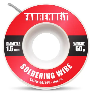Imagen del producto de Alambre de soldadura profesional de 1,5 mm, 50 g, aleación de estaño-plomo 60/40 con 2% de fundente. Estaño de soldadura profesional para electrónica y reparaciones [55135]