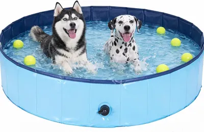 Produktbild von Hundepool Ø 80 cm – Hundeplanschbecken & Hundebadewanne für Hunde & Haustiere – Kratzfester PVC-Boden mit Anti-Rutsch-Belag & schneller Entleerung