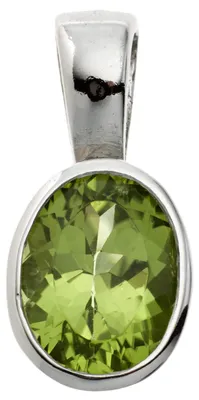 Produktbild von Anhänger mit echtem Peridot grün & 925 Silber oval Halsschmuck Damen
