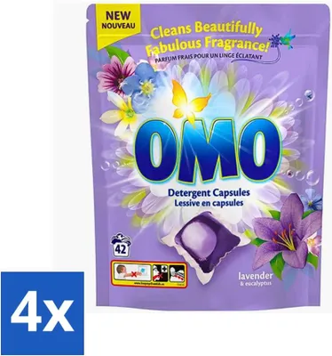 Produktbild von Omo – Wäschekapseln – Lavendel & Eukalyptus – Kraftvoller Duft – 42 Kapseln - Vorteilspack - 4 Stücke