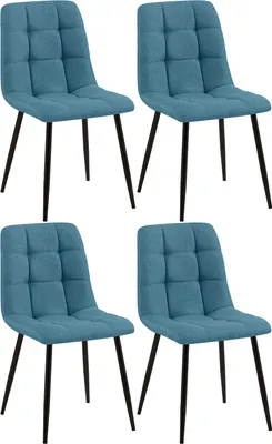 Produktbild von CLP 4er Set Esszimmerstuhl Tilde gepolstert mit Rückenlehne bis 150 kg belastbar blau Material Stoff