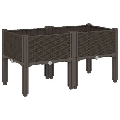 Productafbeelding van Plantenbak met poten 80x40x42 cm polypropeen bruin