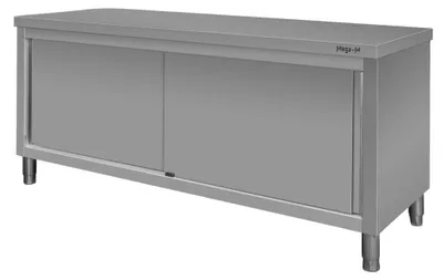 Zdjęcie produktu dla Stół gastronomiczny ze stali nierdzewnej Mega-M centralny z szafką 180x70x85cm