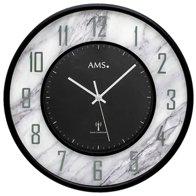 Produktbild von AMS F5588A Funkuhr in Marmoroptik mit Aluminium-Zifferblatt