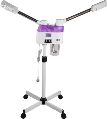 Produktbild von Gesichtssauna - 2 in 1 Dampfgerät für warmen und kalten Nebel - 360° verstellbare Düse - Doppelschlauch - Hautbefeuchtung - 220 V EU-Stecker - Weiß
