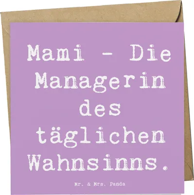 Produktbild von Mr. & Mrs. Panda Klappkarte Spruch Mami Managerin - Lavendeltraum - Geschenk, Dankeschön, Glückwunschkarte, Grußkarte, doppelkarte, anlasskarte, persönliche Erinnerungen