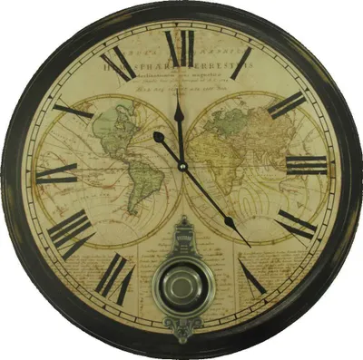 Produktbild von Wanduhr mit Pendel alte Weltkarte 60 cm