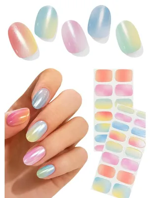 Immagine prodotto di 30 fogli di adesivi per unghie, effetto smalto "glazed donut", arcobaleno, in gel, autoadesivi, per la decorazione fai-da-te delle unghie