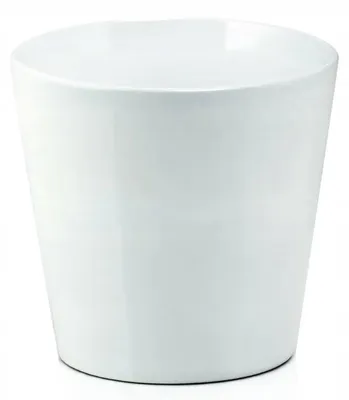 Productafbeelding van Ronde keramische bloempot, 20 cm, wit, satijnachtig, conisch, plantenpot, decoratie voor binnenshuis