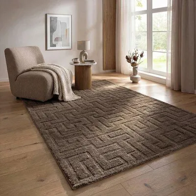 Zdjęcie produktu dla Unyqoos® dywan Teppich Elisa – geometryczny dywan, kolor brązowy, 80 x 150 cm, polipropylen/poliester, miękki i łatwy w pielęgnacji