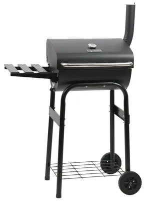 Produktbild von BBQ-Toro Holzkohlegrill mit Thermometer und Schornstein, (B) 84 x (T) 47 x (H) 118 cm, Grillwagen