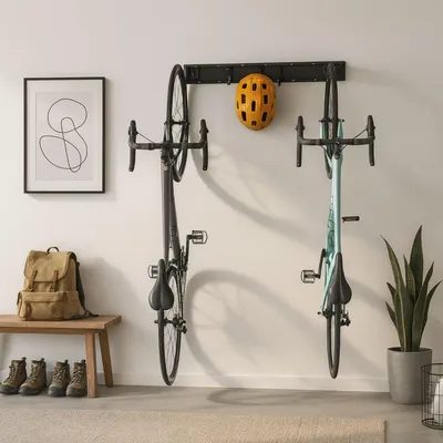 Produktbild von Fahrradwandhalterung mit Schiene - Schwarz, für mehrere Fahrräder