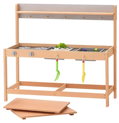 Image de VEVOR Cuisine de boue 1000x360x885 mm, Set de cuisine jouet en bois et accessoires, jeu de rôle pour garçons et filles, cuisine jouet pour jeunes enfants avec cuisinière et évier