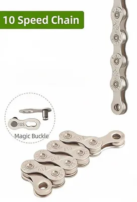 Produktbild von Mountainbike-Kette – Geeignet für Fahrräder mit 10 Gängen – Silberfarben – 116 Glieder – Fahrradreparaturen – Fahrradzubehör – Kette für eine Gangschaltung