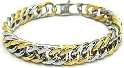 Produktbild von Edelstahl Panzerarmband Herrenarmband Männerschmuck Kette Gold - 21.0 Zentimeter