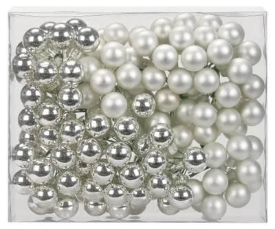 Produktbild von Spiegelbeeren Glas 2cm, 144 Stück, Farbe:silber glanz / matt