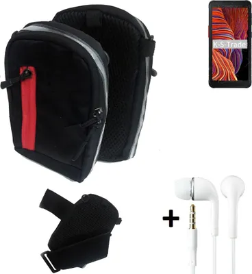 Produktbild von K-S-Trade Outdoor Gürteltasche Holster Umhängetasche + Kopfhörer kompatibel mit Samsung Galaxy XCover 5 schwarz Handy Tasche Case travelbag